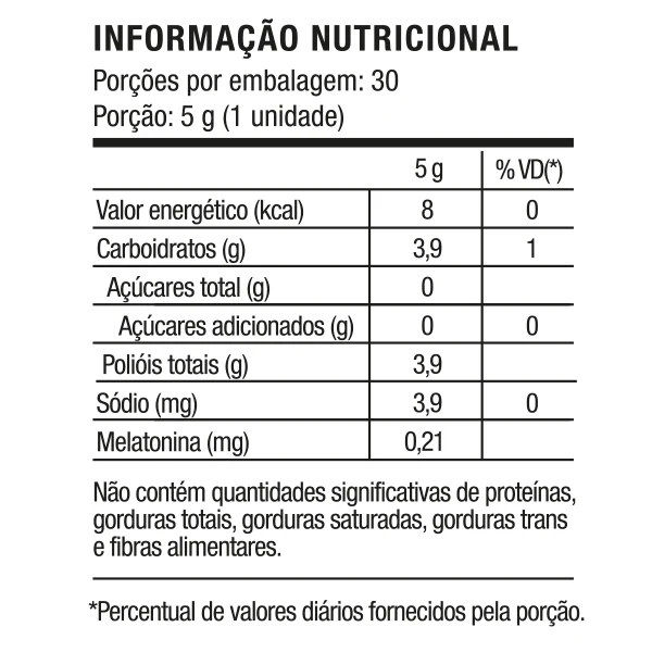 Melatonina Vegana Informação Nutricional Melatonina Vegana Informação Nutricional